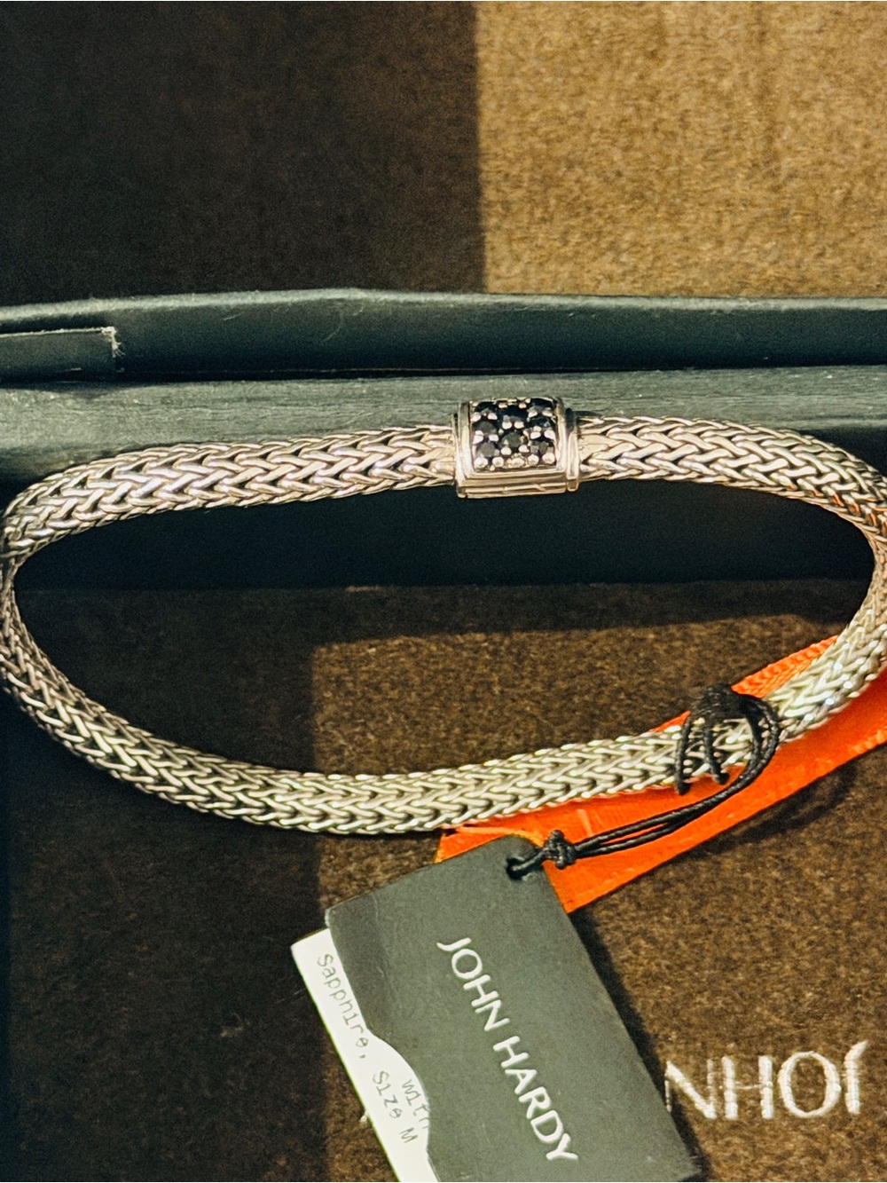 John Hardy Silver Woven Bracelet with Pave Clasp